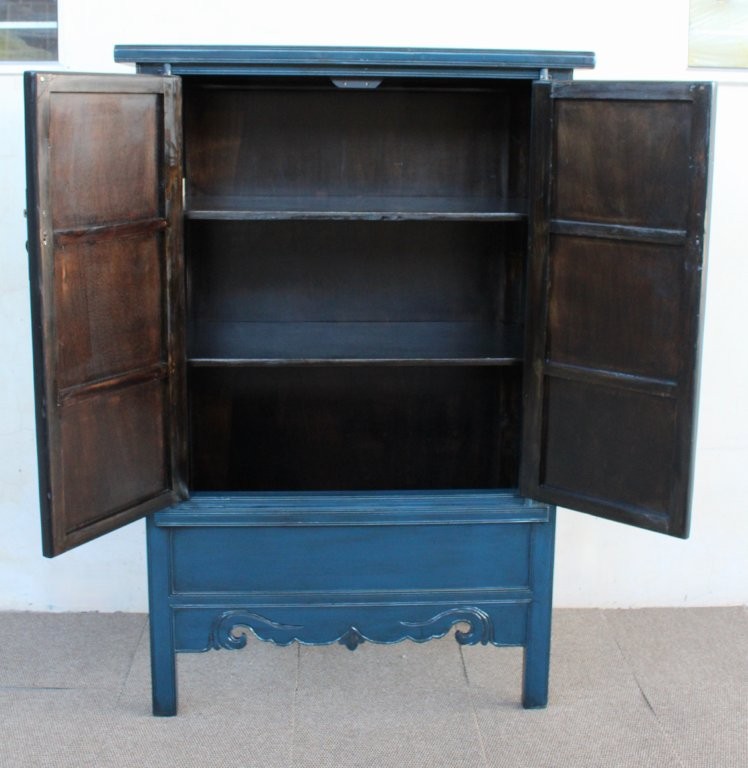 Tall Navy Blue 2 Door Cabinet